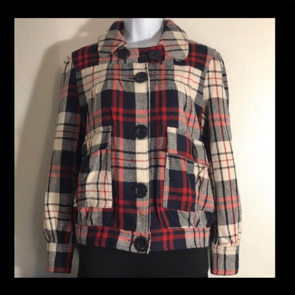Lovely Waist Length Plaid PeaCoat - Picture 6 of 6